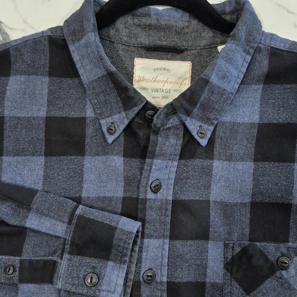 Weatherproof Vintage Flannel Shirt, XXL Blue Plaid